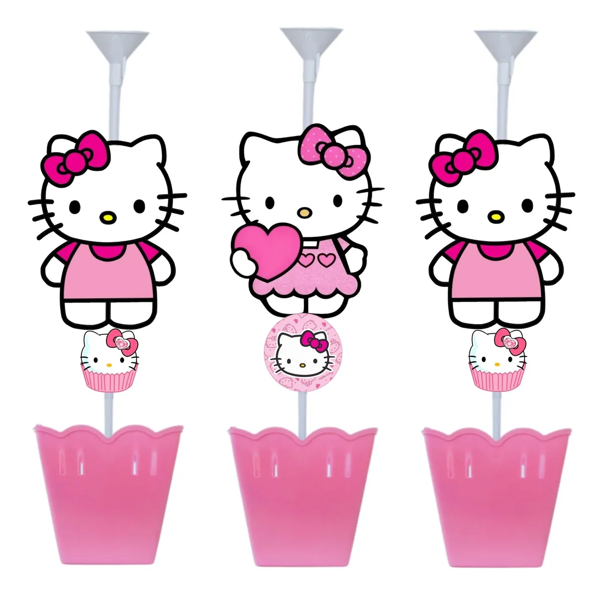 Kit 5 Centro De Mesa Festa Tema Hello Kitty