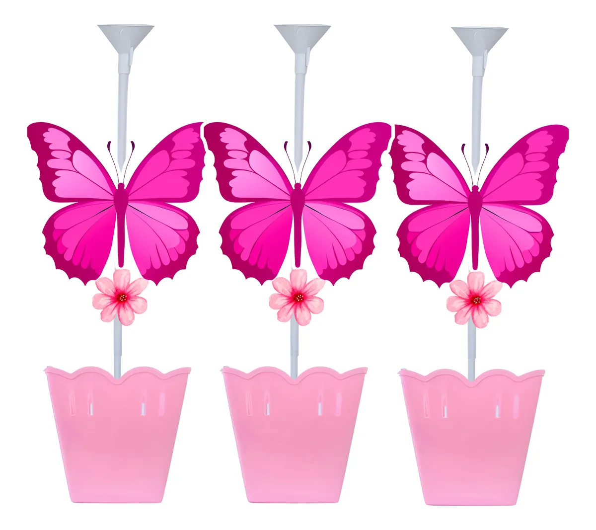 Kit 5 Centro De Mesa Tema Jardim Borboleta Rosa