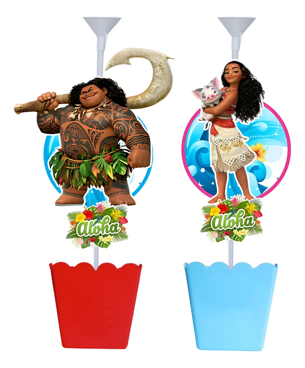 Kit 5 Centro De Mesa Tema Moana Maui Verão
