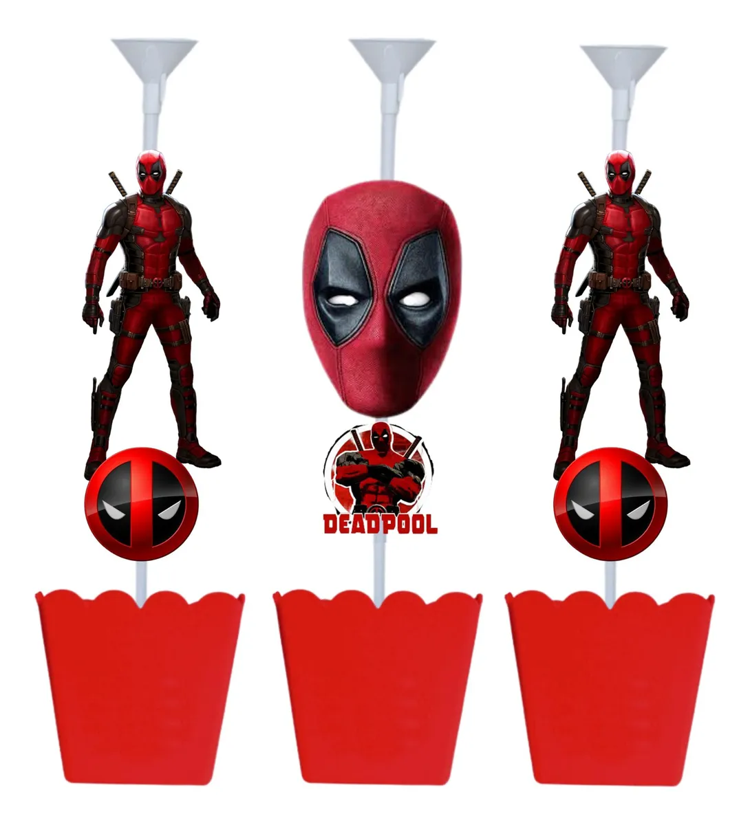 Kit 5 Centro De Mesa Deadpool Heroi