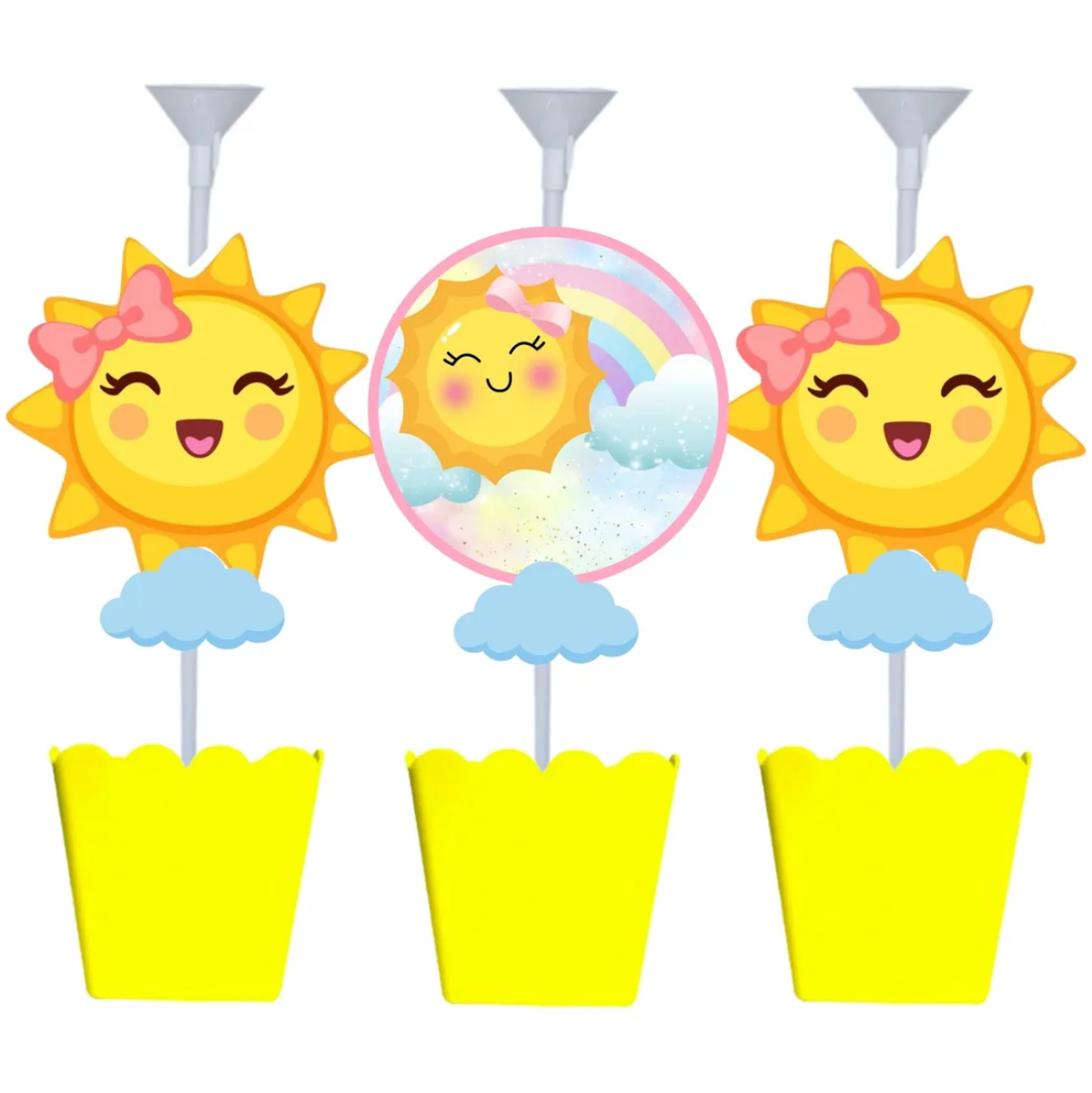 Kit 5 Centro De Mesa Festa Tema Sol Sunshine