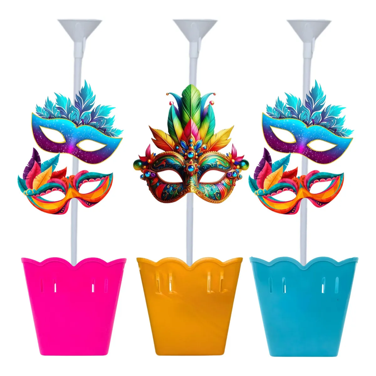 5 Centro De Mesa Decoração Máscara Carnaval